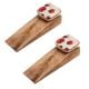 2 Pieces Red Flower Square Ceramic Wooden Door Stopper